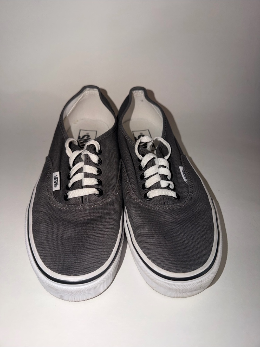 Vans Men’s Gray Low-Top Canvas Sneakers with White Laces